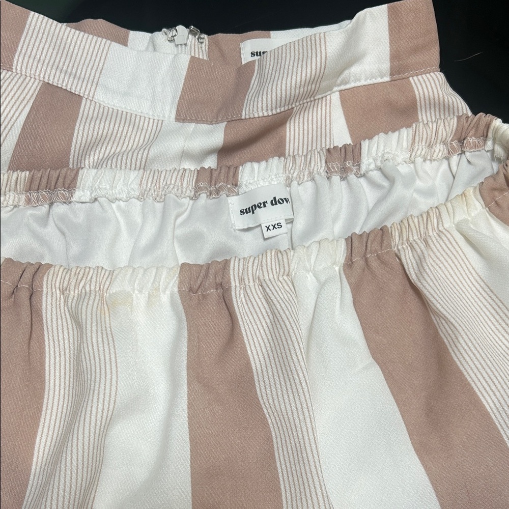 Superdown Cream and Tan Striped set
